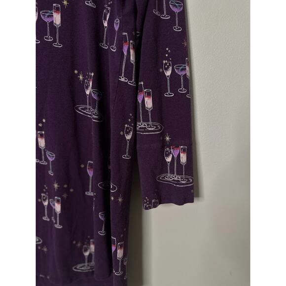 Soma Nightshirt Small Short Gown Pajama Nightgown Purple Wine Champagne Fun - Picture 2 of 5